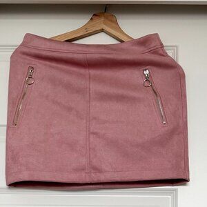 Blush Pink Color Suede Skirt